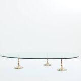 Table basse brutaliste fer forgé doré feuille d’or 1970