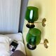 Pair Rustic green glass wall sconce lamps