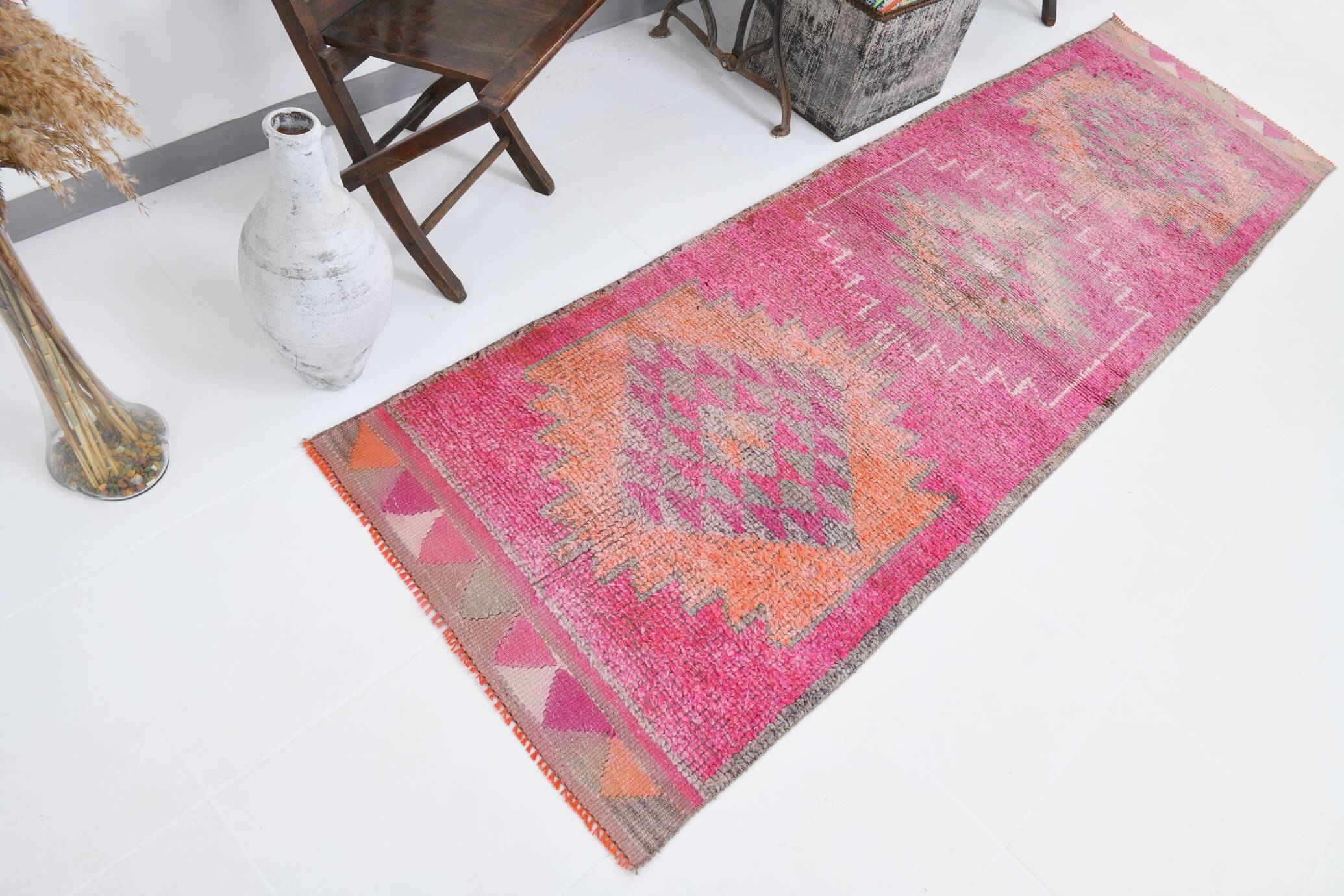 3x10 Oriental Pink Wool Turkish Runner Rug, 89x295Cm SK 18196