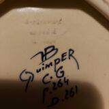 Basket, dish in Quimper earthenware signed HB