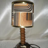 Lamp foot vintage wood turned fabric lampshade
