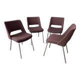 Set of 4 designer chairs from the 60s, chrome and fabrics