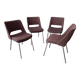 Série de 4 Chaises design années 60 chrome et tissus