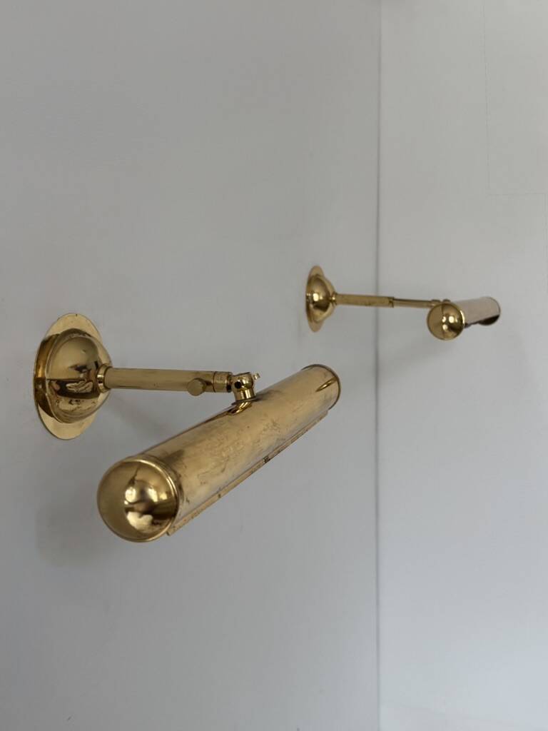 Pair of adjustable vintage brass wall lights, France, 1970.