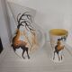 Pichet and glass Vallauris – Jacques Fonck – deer decoration