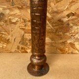 Antique brutalist hammered copper cylinder vase vintage