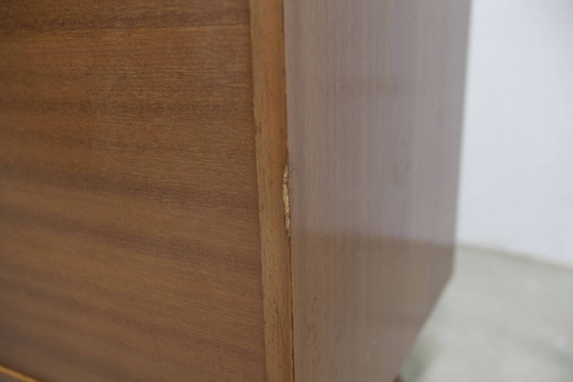 1960 Scandinavian secretary with teak compass feet and pastel yellow top