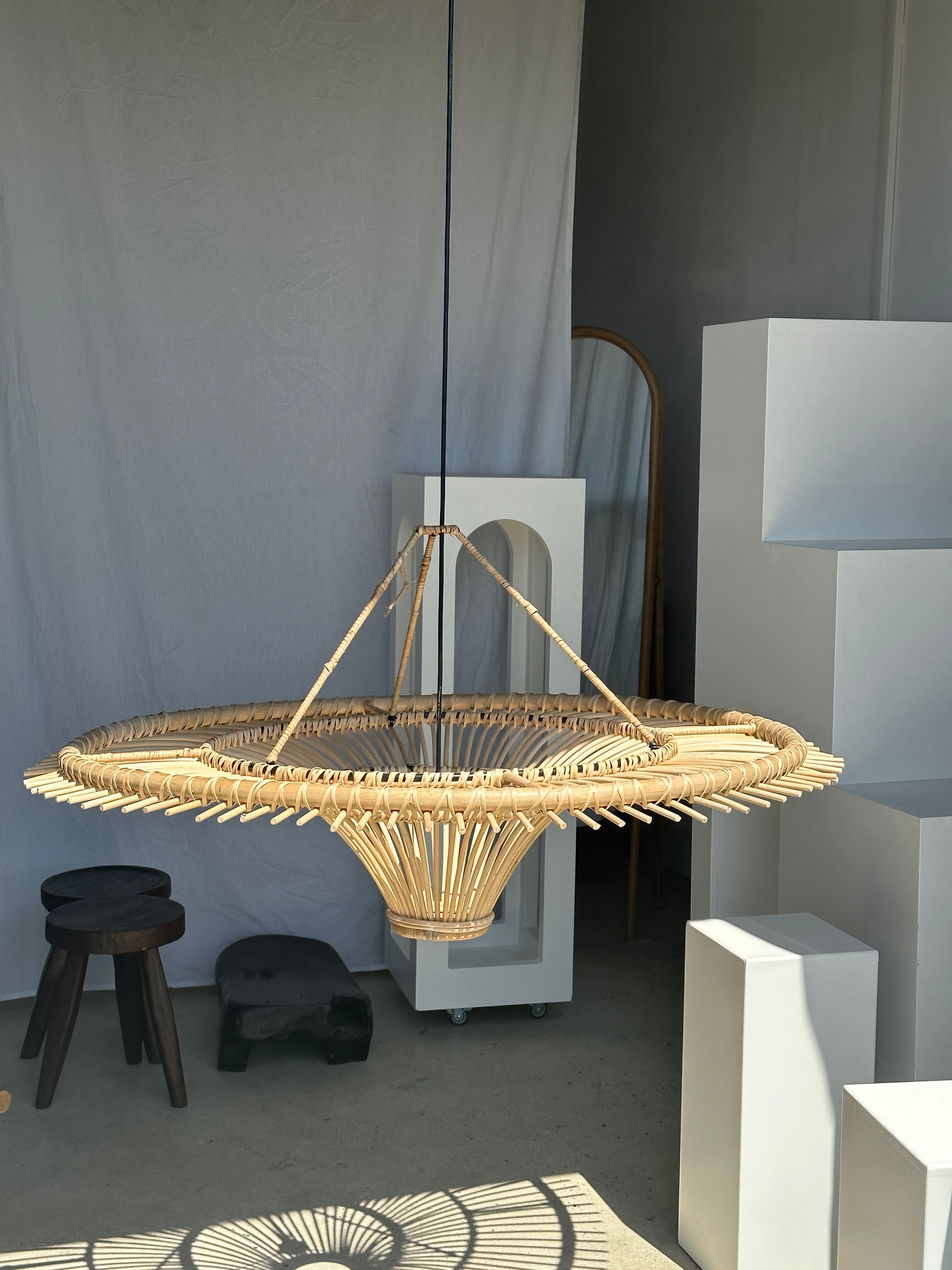 Suspension rattan saucer iron frame D:120 H:60