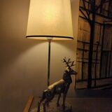 Vintage silvered bronze deer lamp