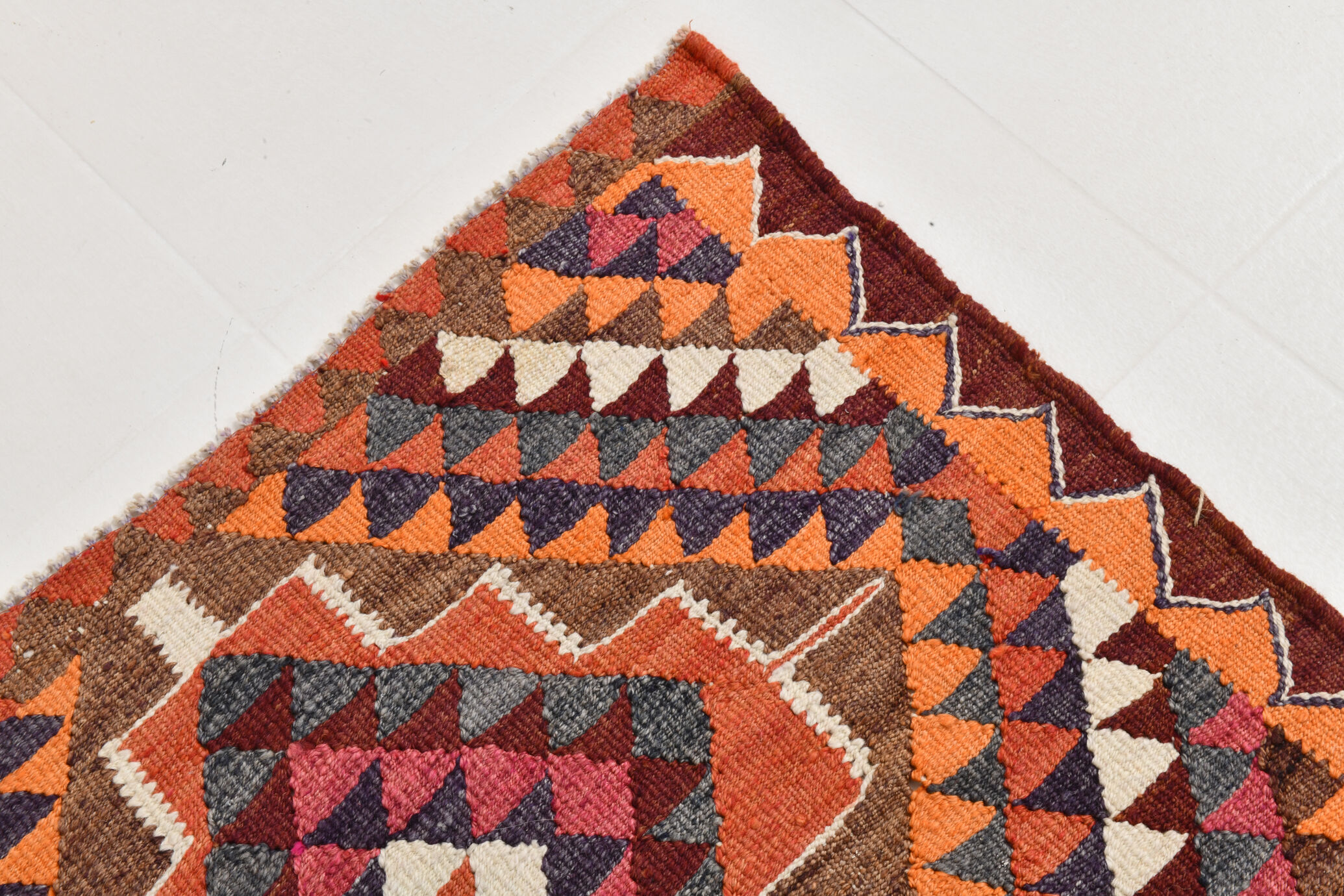 Bold multicolor kilim runner rug,92x395cm