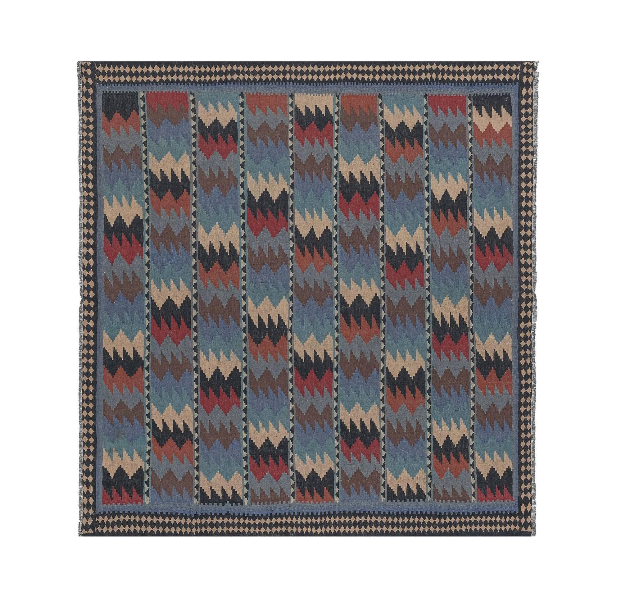 Vintage Turkish kilim handwoven 193x193 cm