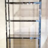Designer shelf in chrome metal and smoked glass vintage 1970