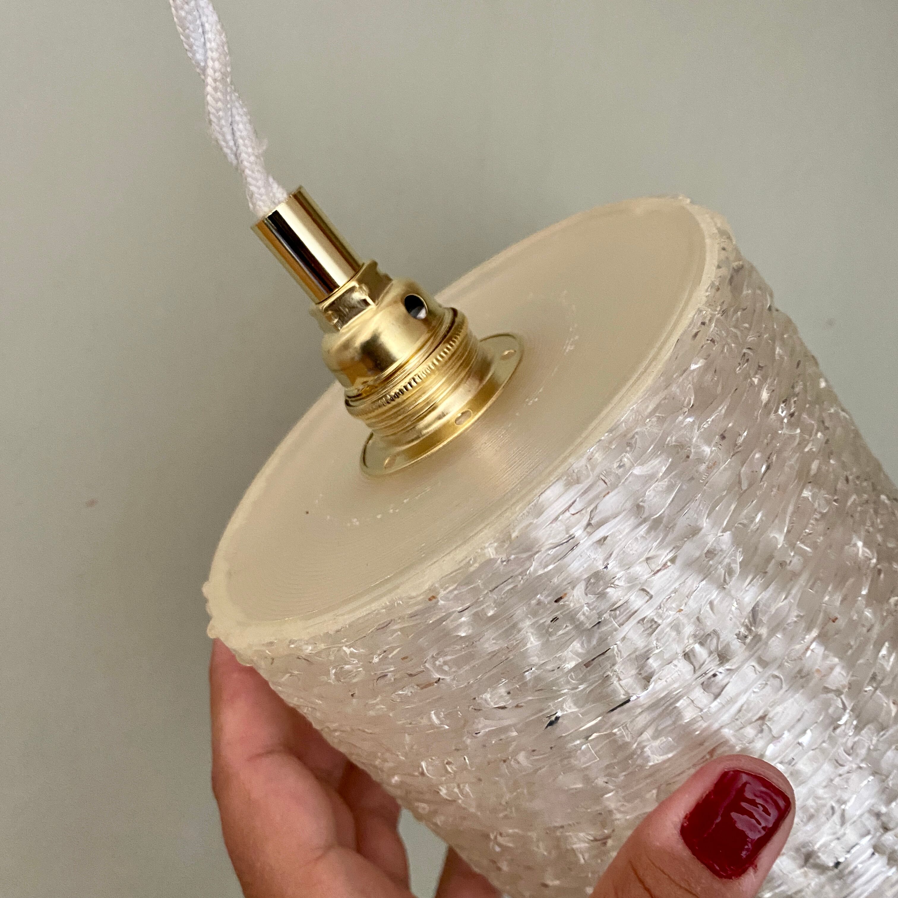 Vintage tulip pendant lamp in pearlescent resin