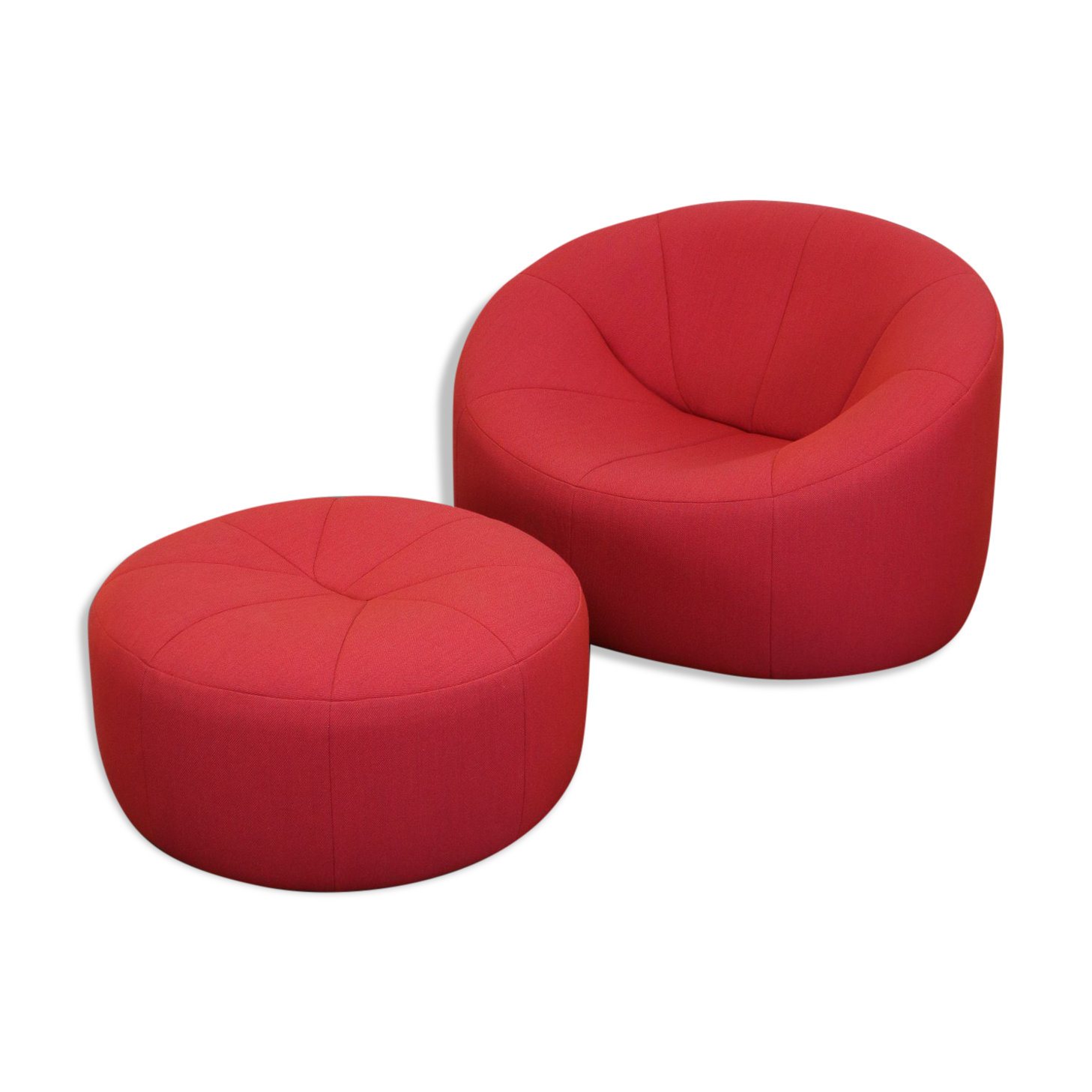 Red Pumpkin chair and ottoman by Pierre Paulin for Ligne Roset