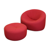 Red Pumpkin chair and ottoman by Pierre Paulin for Ligne Roset