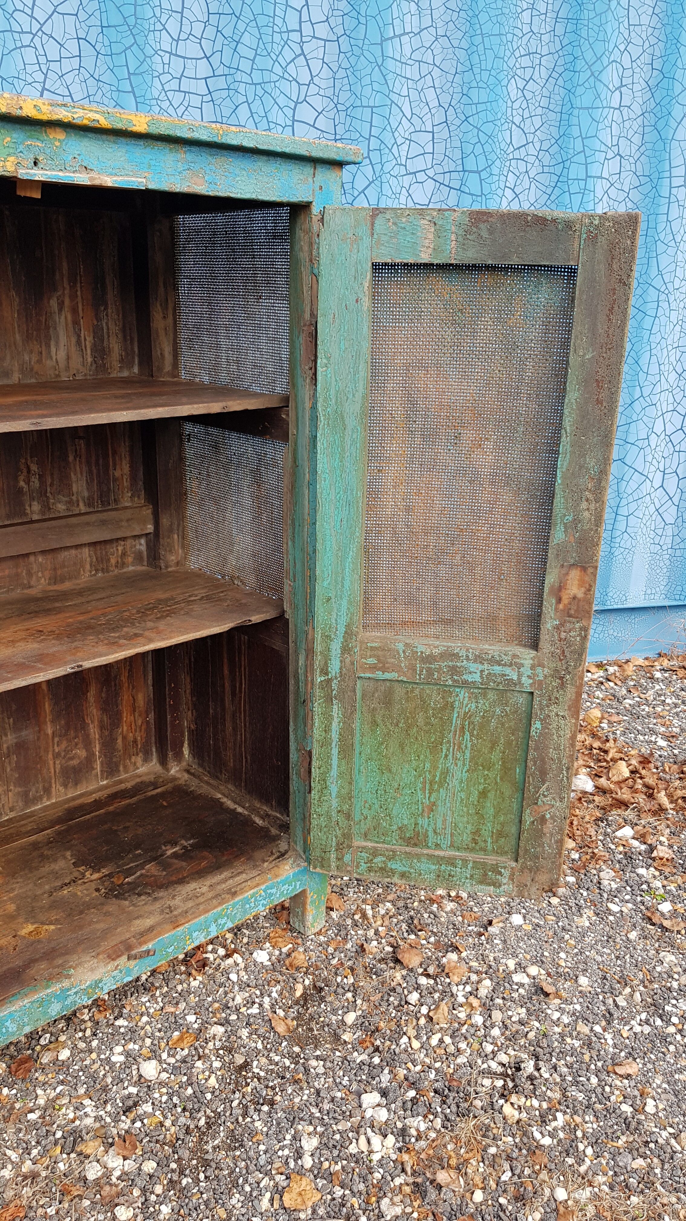 Old Burmese tek pantry with 6 mesh panels