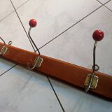 Cloakroom door wall coat steel balls wood 3 hooks