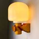Scandinavian pine wood & opaline wall light – Denmark 1970s
