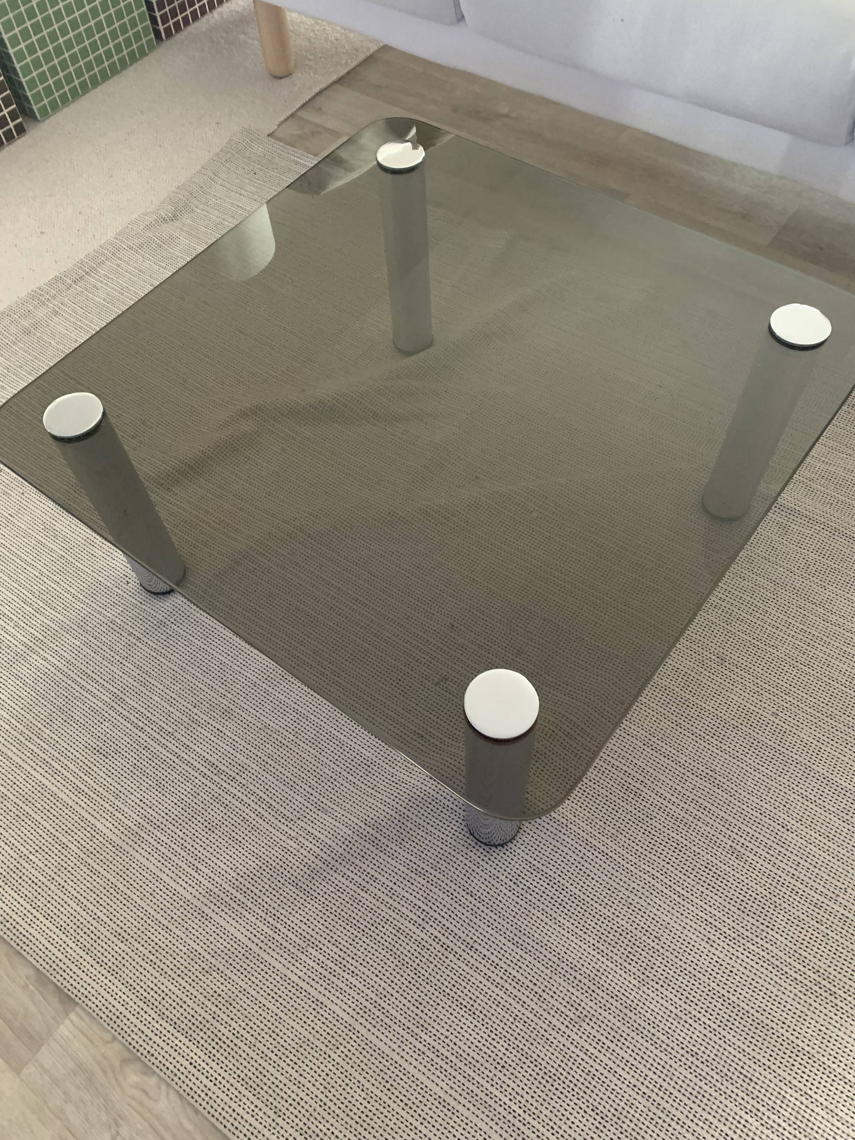 Square smoked glass coffee table