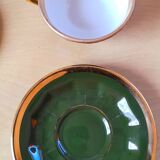 Set of green and gold apilco bistro cups
