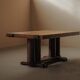 Solid oak table with marquetry, France, circa 1940.
