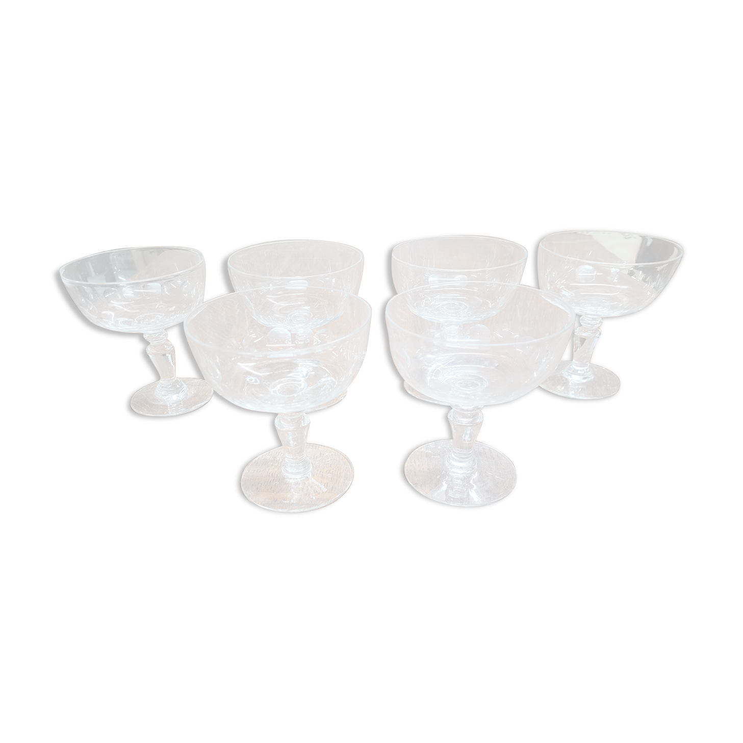 6 old champagne glasses