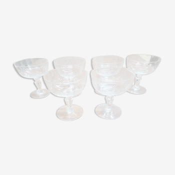 6 old champagne glasses