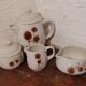 Glazed stoneware coffee set decorated with thistles Sarreguemines