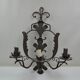 Pair of grey patinated iron wall lamps