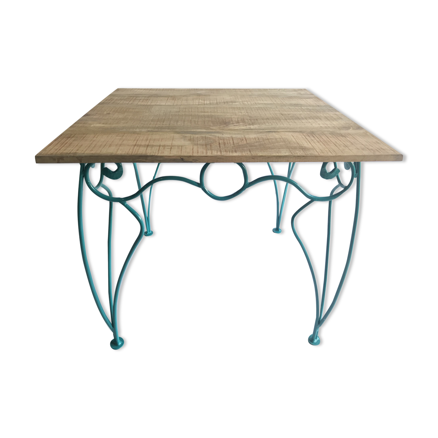 Wrought iron and wood table