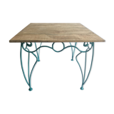 Table en fer forgé et bois