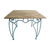 Table en fer forgé et bois