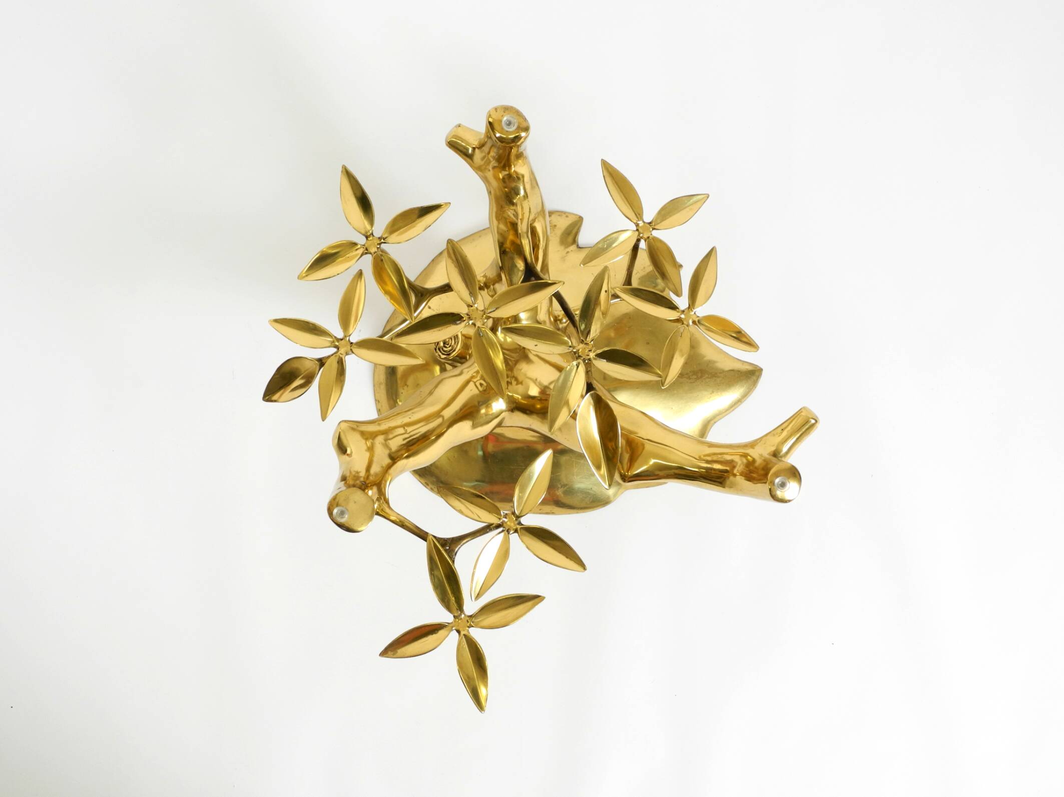 70s coffee table, model Bonsai by Willy Daro, made of brass and fire-gilded