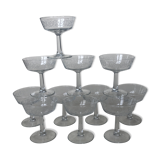 Set of 11 cups to serious champagne edged swirls white