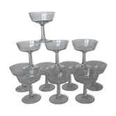 Set of 11 cups to serious champagne edged swirls white