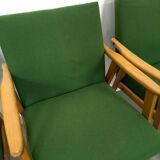 Set of 6 groene eetkamerstoelen met beukenhout