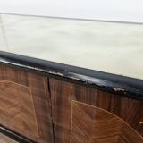 1960s bedroom dresser with six drawers and glass top