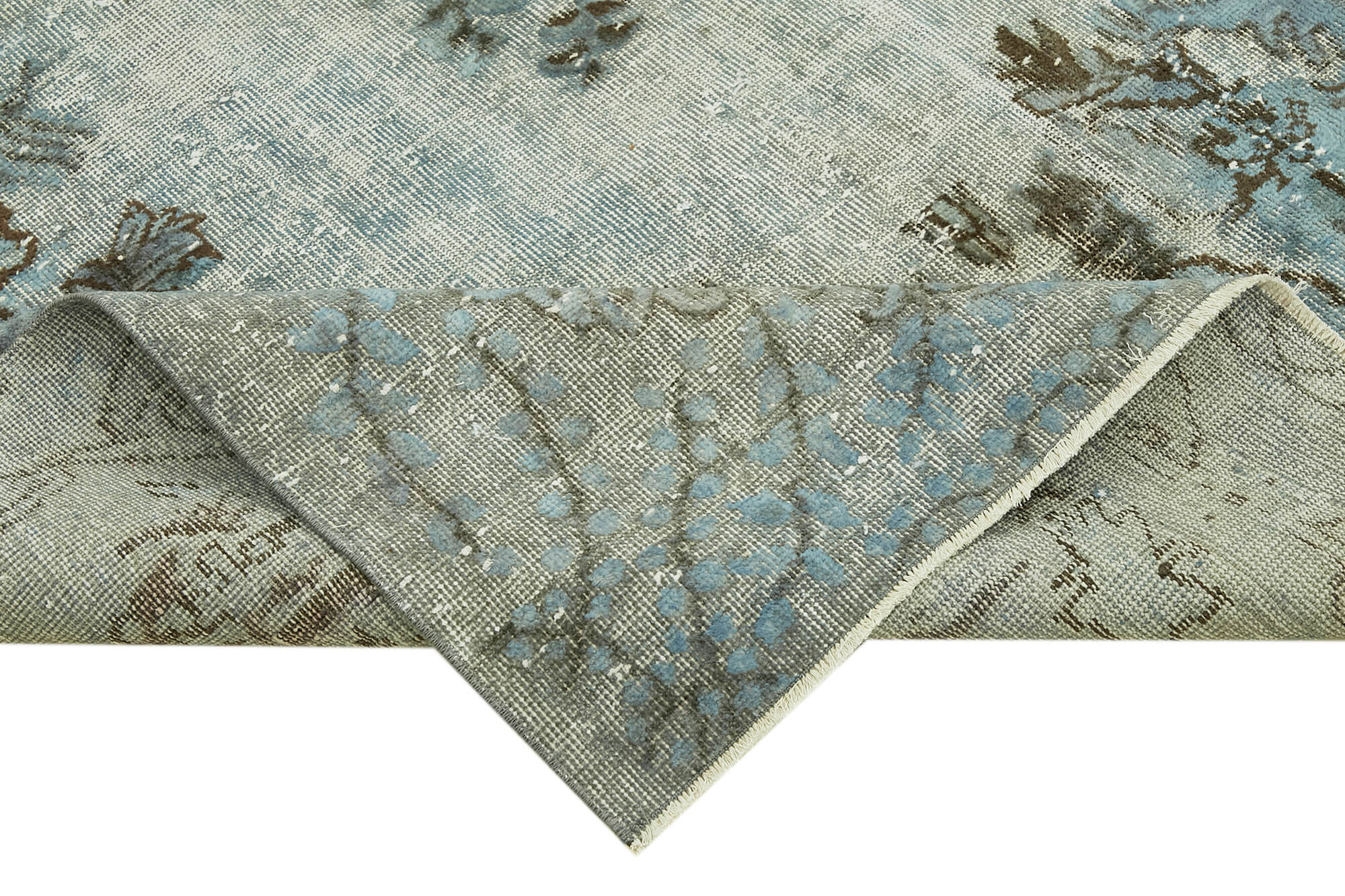 Hand-knotted vintage turkish 1980s 176 cm x 284 cm blue rug