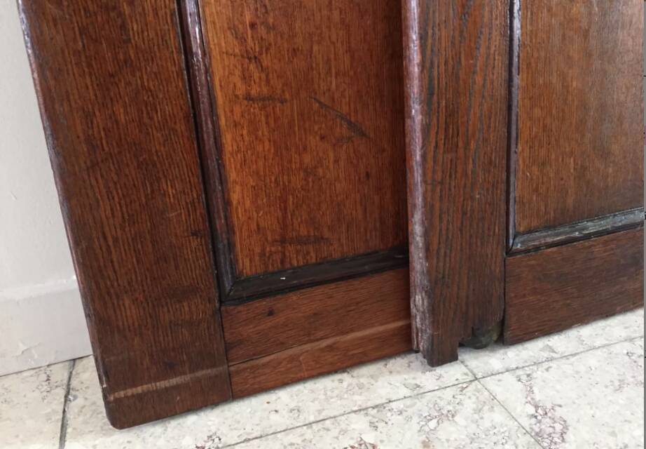 Pair of vintage oak sliding doors