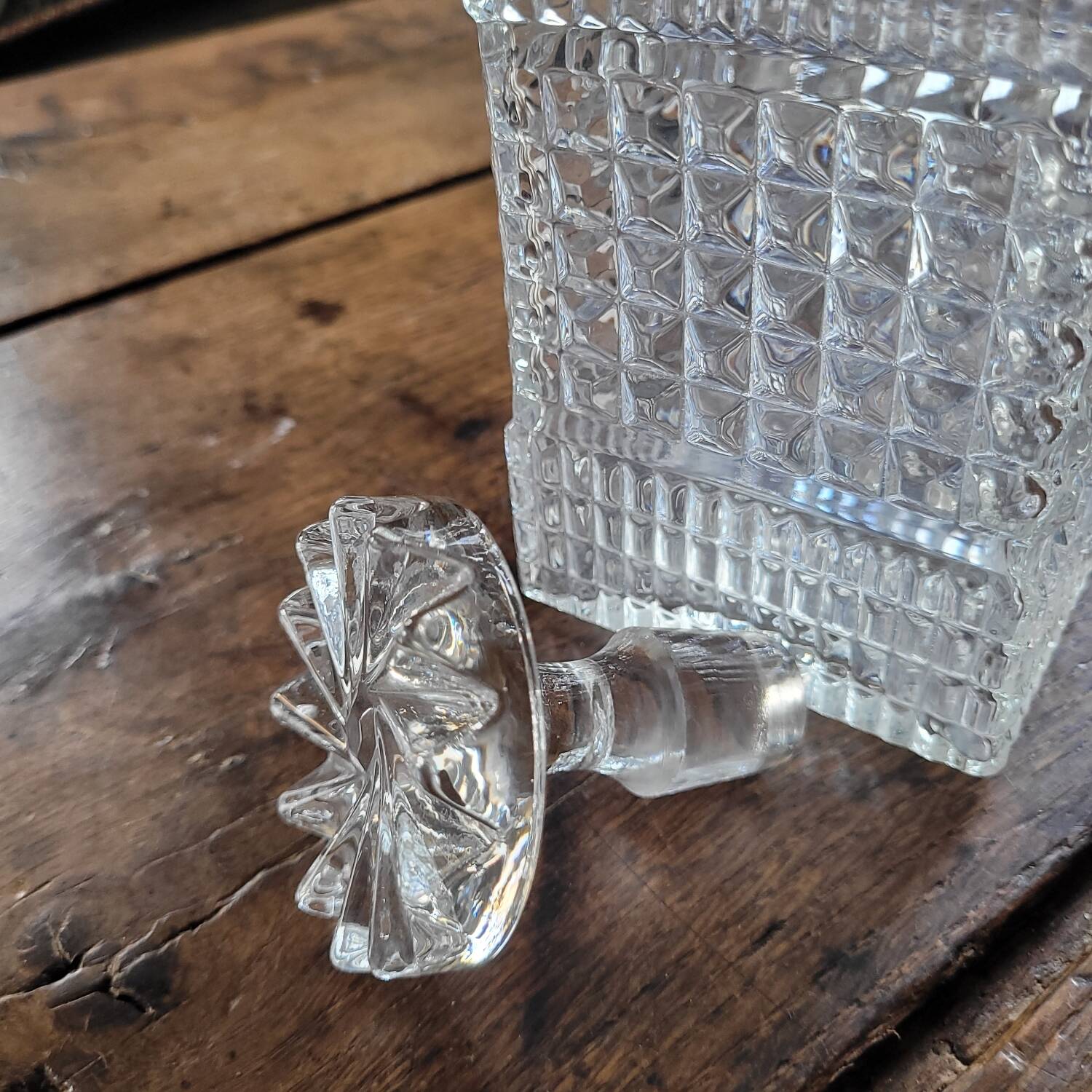 Square molded glass carafe — 1970s