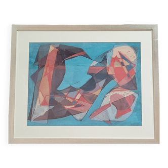 Painting Old Mario Carletti Cubist Composition 20th Century