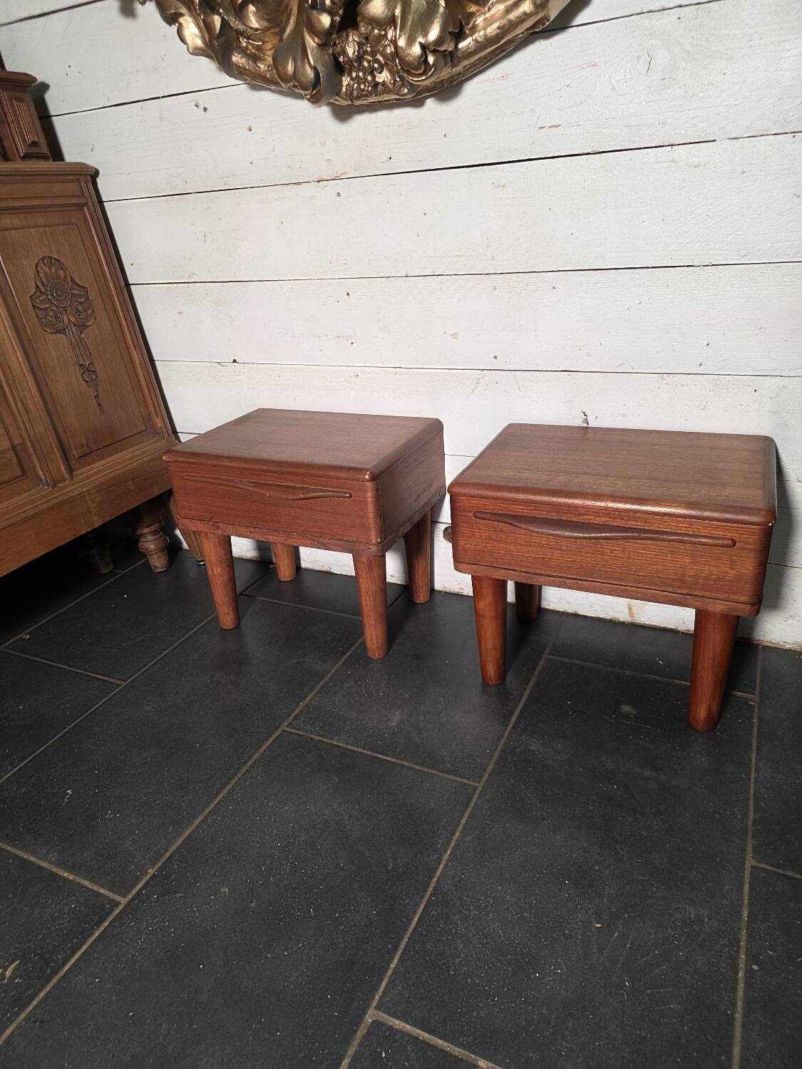 Pair of Scandinavian teak bedside tables from the 1960s.