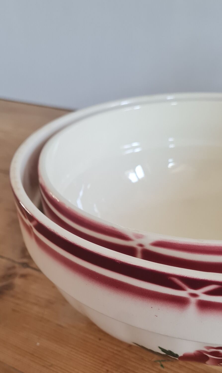 Pair of vintage earthenware salad bowls