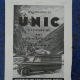 Publicité camionnettes UNIC  livraison avec pub Galeries Lafayette 1931