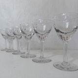 6 old glasses blown bistro vintage thick bottom