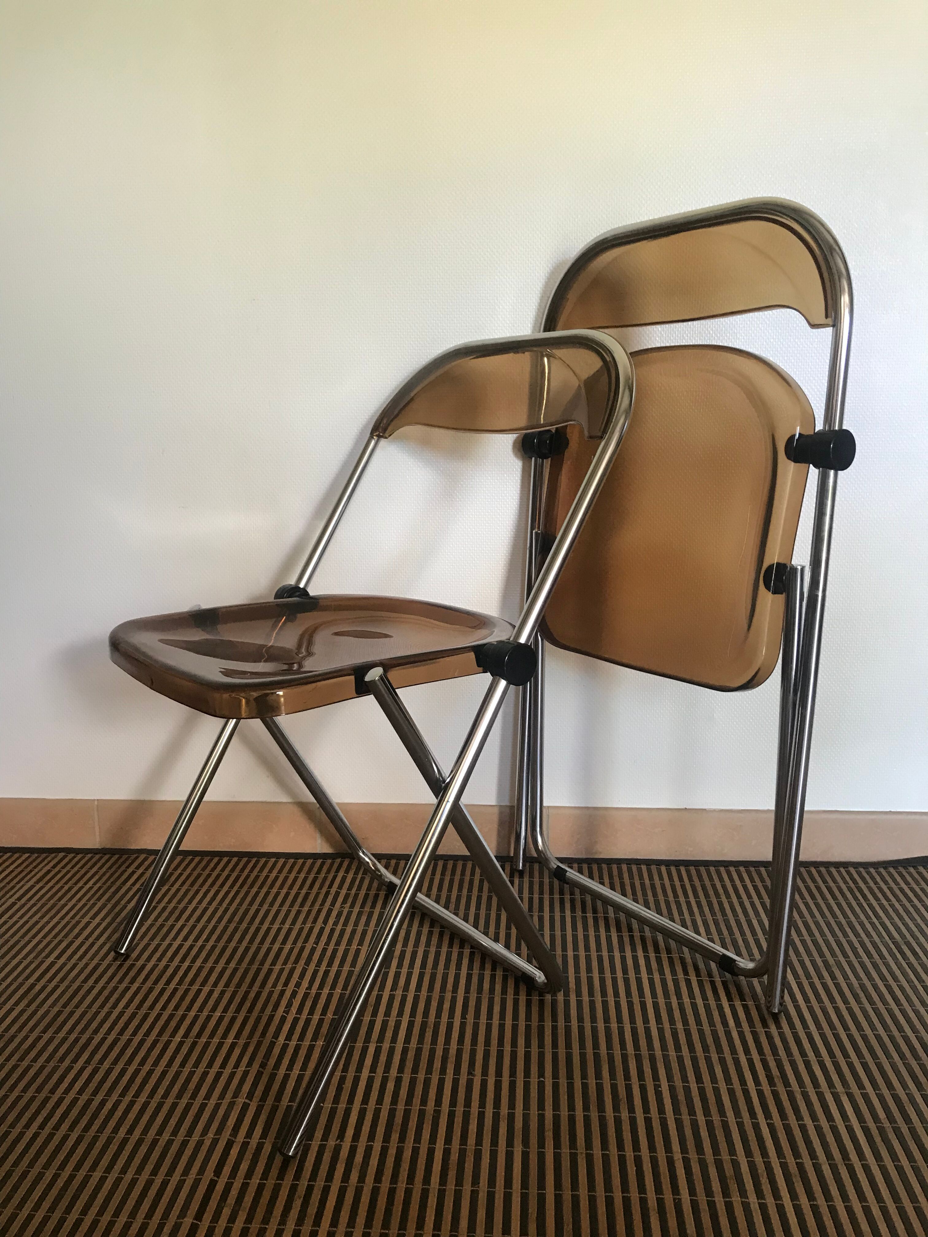 Vintage folding chairs smoked Plexiglas