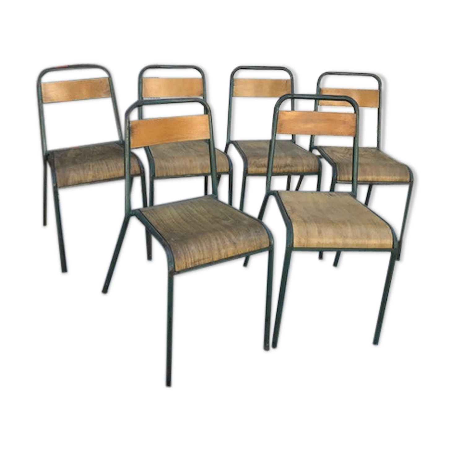Lot 6 stackable chairs school stella tube/wood