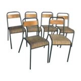 Lot 6 stackable chairs school stella tube/wood