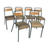 Lot 6 chaises empilables scolaires stella tube/bois