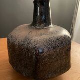 Black ceramic vase and galaxy, signed